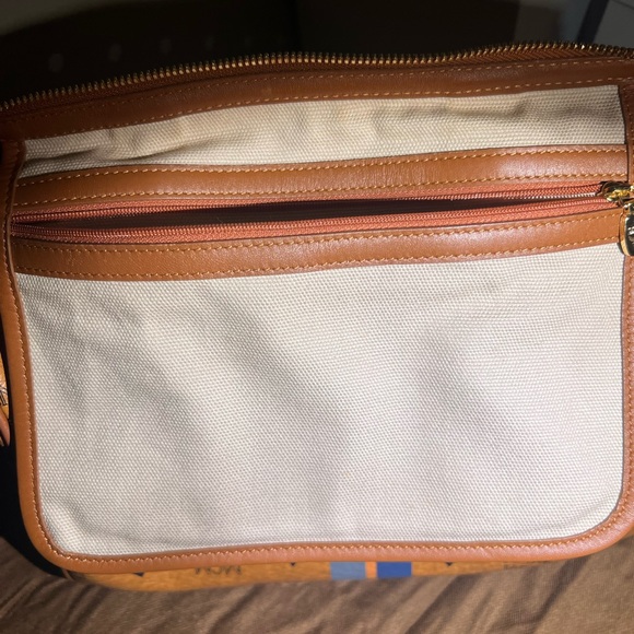 MCM Limited Edition Striped Boston Bag in Cognac Visetos Coated Canvas - Picture 14 of 16